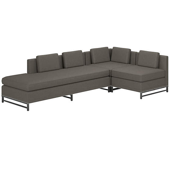 Metric 3-Piece Sectional Sofa with Left Half-Back Angel Pewter by Paul McCobb