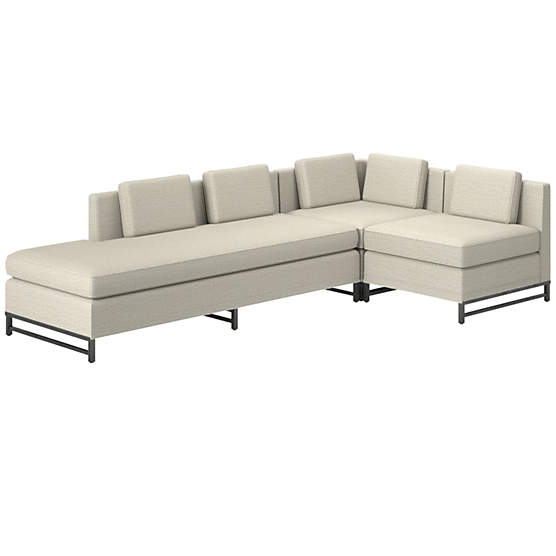 Metric 3-Piece Sectional Sofa with Left Half-Back Deauville Stone by Paul McCobb