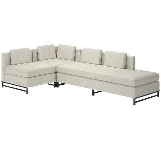 Metric 3-Piece Sectional Sofa with Right Half-Back Nomad Snow by Paul McCobb