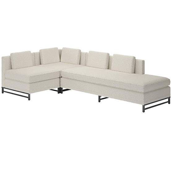 Metric 3-Piece Sectional Sofa with Right Half-Back Bloce Grey by Paul McCobb