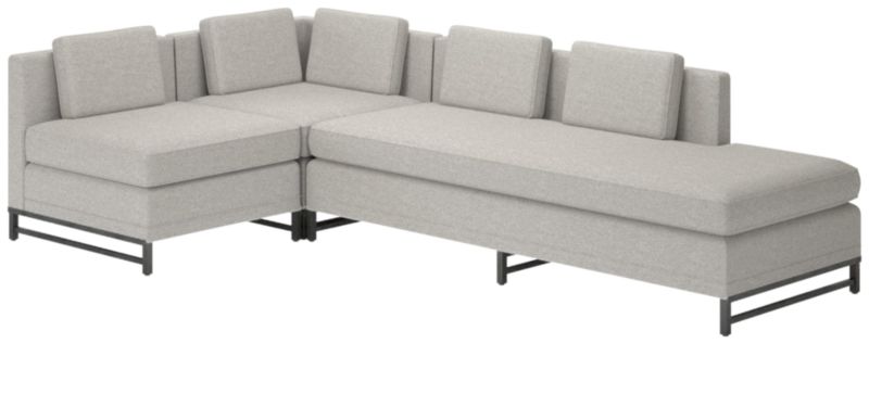 Metric 3-Piece Sectional Sofa with Right Half-Back Hatch Platinum by Paul McCobb - image 0 of 7