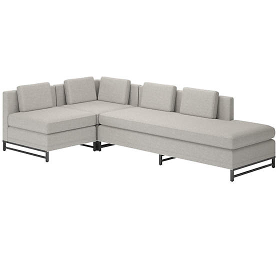 Metric 3-Piece Sectional Sofa with Right Half-Back Hatch Platinum by Paul McCobb