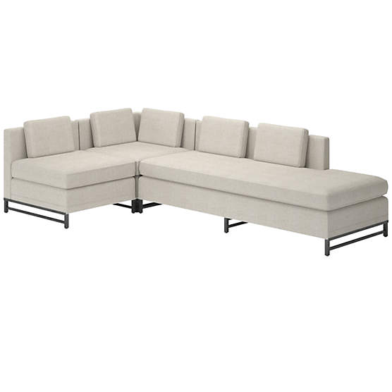 Metric 3-Piece Sectional Sofa with Right Half-Back Deauville Dune by Paul McCobb