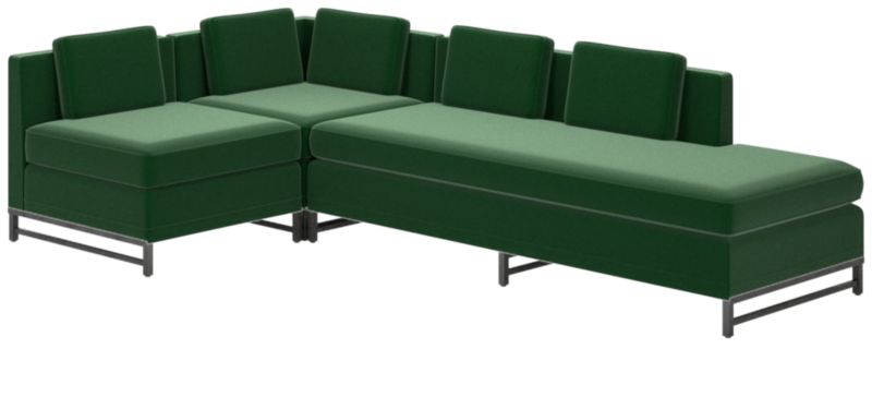 Metric 3-Piece Sectional Sofa with Right Half-Back Luca Emerald by Paul McCobb - image 0 of 7