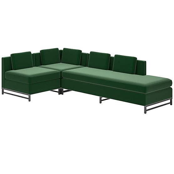 Metric 3-Piece Sectional Sofa with Right Half-Back Luca Emerald by Paul McCobb