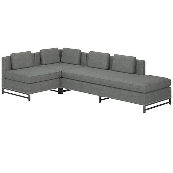 Metric 3-Piece Sectional Sofa with Right Half-Back Hatch Charcoal by Paul McCobb