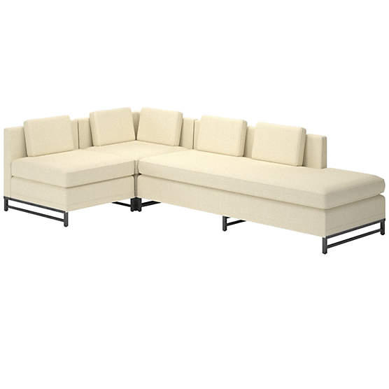 Metric 3-Piece Sectional Sofa with Right Half-Back Bloce Cream by Paul McCobb