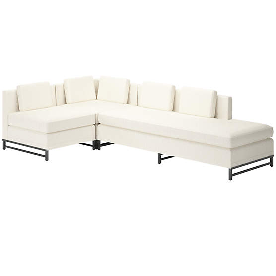 Metric 3-Piece Sectional Sofa with Right Half-Back Wooly Sand by Paul McCobb