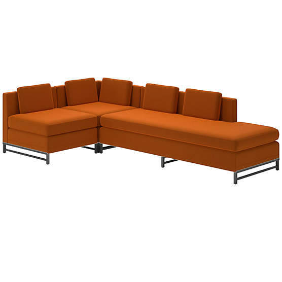 Metric 3-Piece Sectional Sofa with Right Half-Back Luca Russet by Paul McCobb