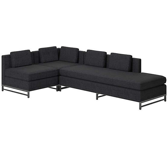 Metric 3-Piece Sectional Sofa with Right Half-Back Bloce Noir by Paul McCobb