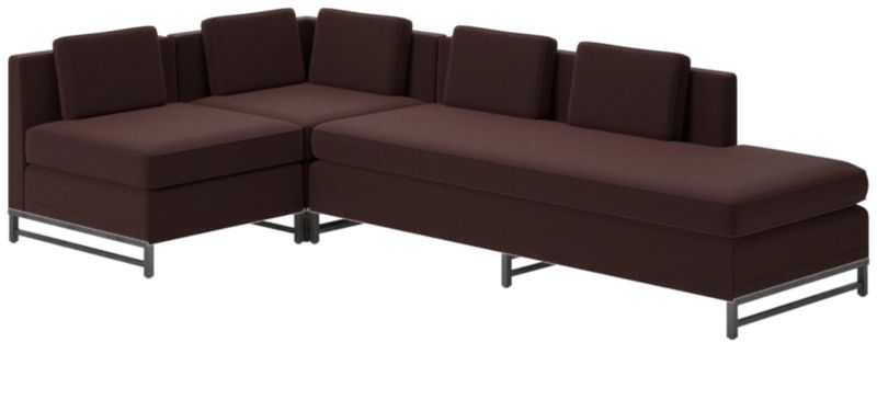 Metric 3-Piece Sectional Sofa with Right Half-Back Luca Espresso by Paul McCobb - image 0 of 7