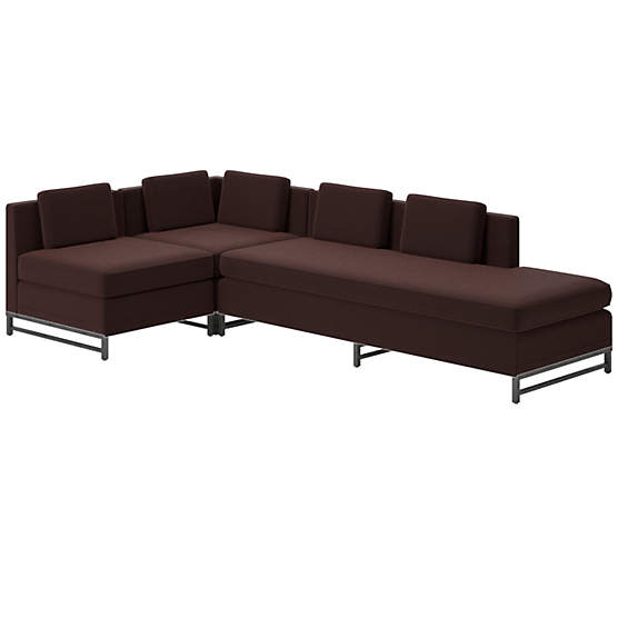 Metric 3-Piece Sectional Sofa with Right Half-Back Luca Espresso by Paul McCobb