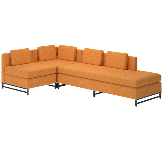 Metric 3-Piece Sectional Sofa with Right Half-Back Dream Ginger Tea by Paul McCobb