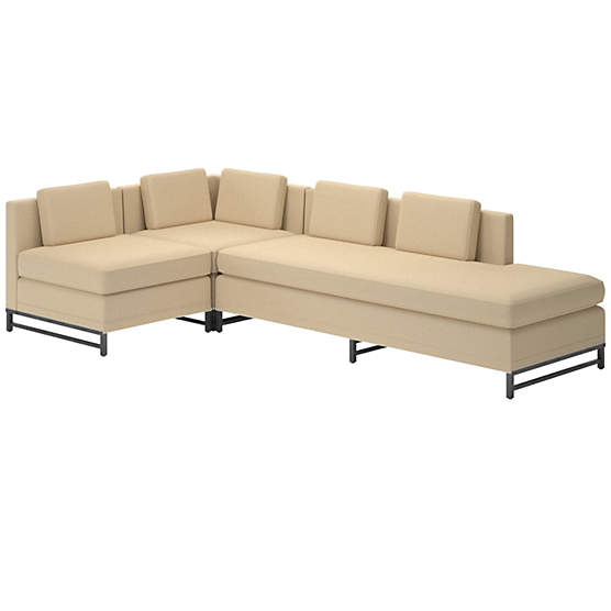 Metric 3-Piece Sectional Sofa with Right Half-Back Biba Parchment by Paul McCobb