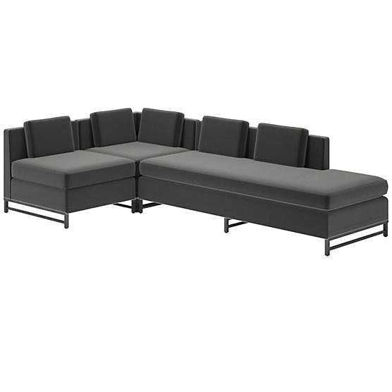 Metric 3-Piece Sectional Sofa with Right Half-Back Dale Dark Grey by Paul McCobb