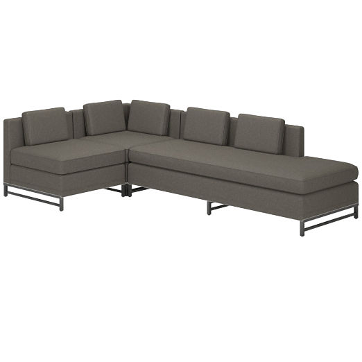 Metric 3-Piece Sectional Sofa with Right Half-Back Angel Pewter by Paul McCobb