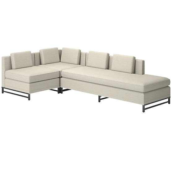 Metric 3-Piece Sectional Sofa with Right Half-Back Deauville Stone by Paul McCobb