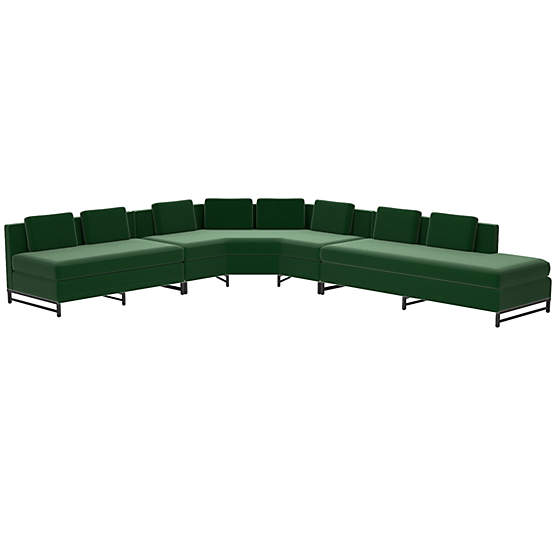 Metric Right Armless 3-Piece Sectional Luca Emerald by Paul McCobb