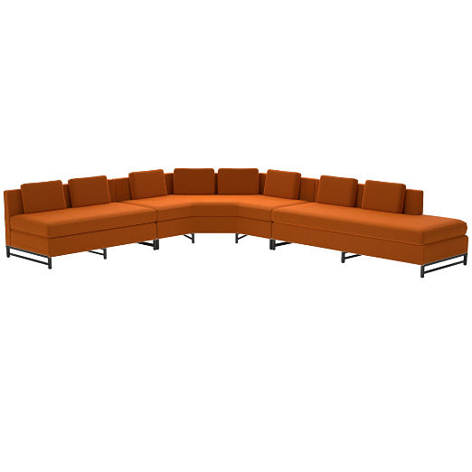 Metric Right Armless 3-Piece Sectional Luca Russet by Paul McCobb