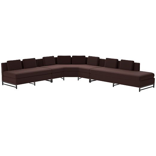 Metric Right Armless 3-Piece Sectional Luca Espresso by Paul McCobb