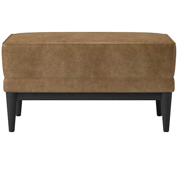 Leather online ottoman cb2