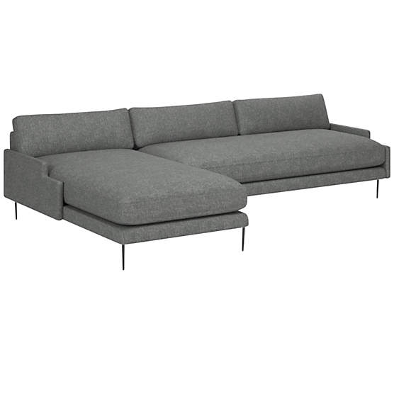 Scalino 2-Piece Left Arm Chaise Sectional Sofa Hatch Charcoal