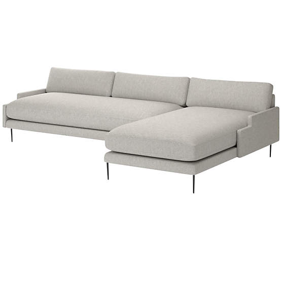 Scalino 2-Piece Right Arm Chaise Sectional Sofa Hatch Platinum