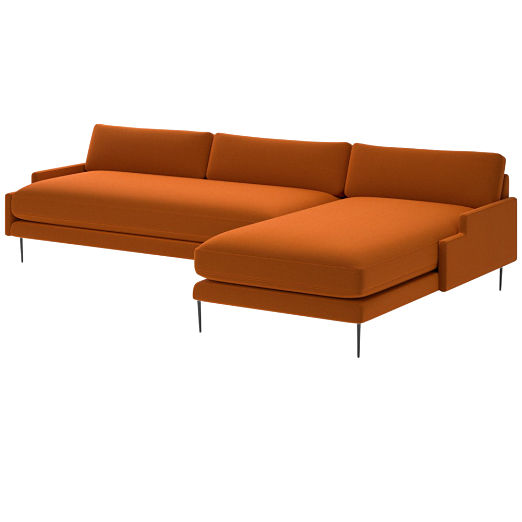 Scalino 2-Piece Right Arm Chaise Sectional Sofa Luca Russet