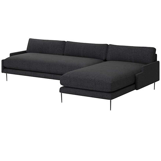 Scalino 2-Piece Right Arm Chaise Sectional Sofa Bloce Noir