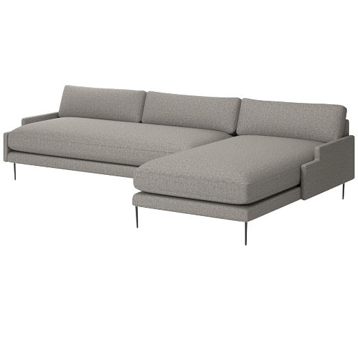 Scalino 2-Piece Right Arm Chaise Sectional Sofa Taylor Felt Grey