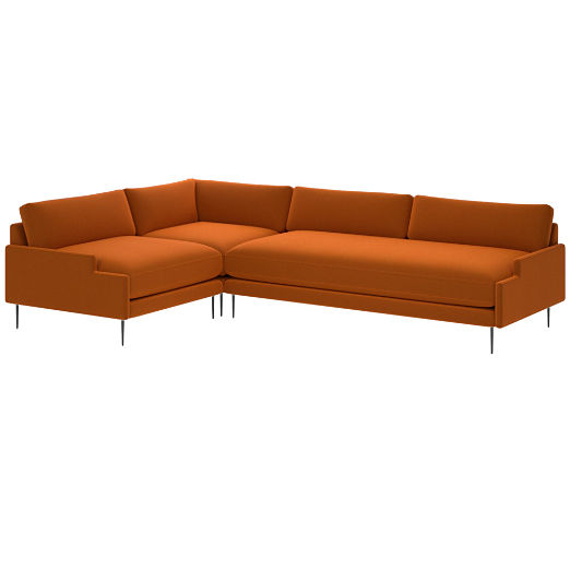 Scalino 3-Piece Sectional Sofa with Left Arm Chair Luca Russet