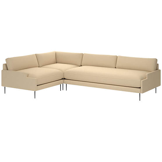 Scalino 3-Piece Sectional Sofa with Left Arm Chair Biba Parchment