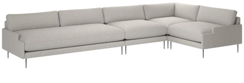 Scalino 4-Piece Sectional Sofa with Right Arm Chair Hatch Platinum - image 0 of 7