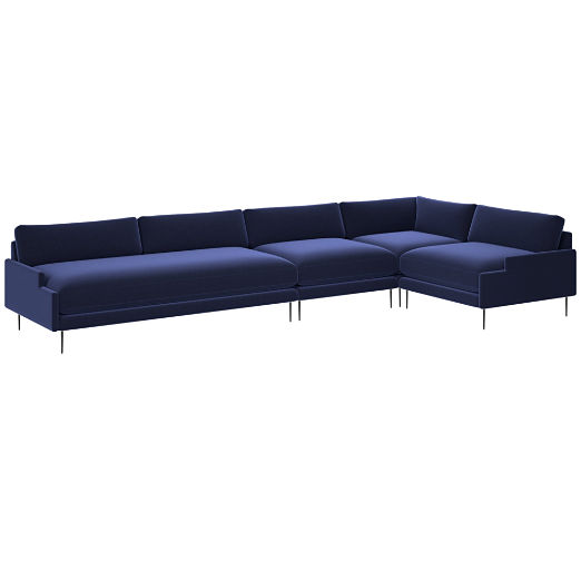 Scalino 4-Piece Sectional Sofa with Right Arm Chair Luca Eclipse