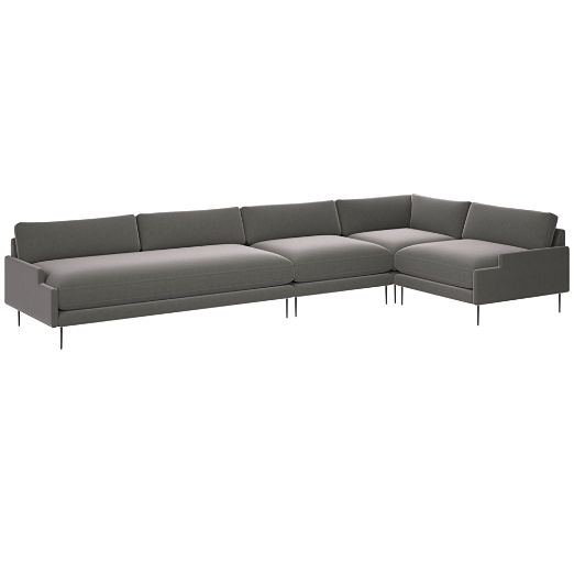 Scalino 4-Piece Sectional Sofa with Right Arm Chair Luca Storm