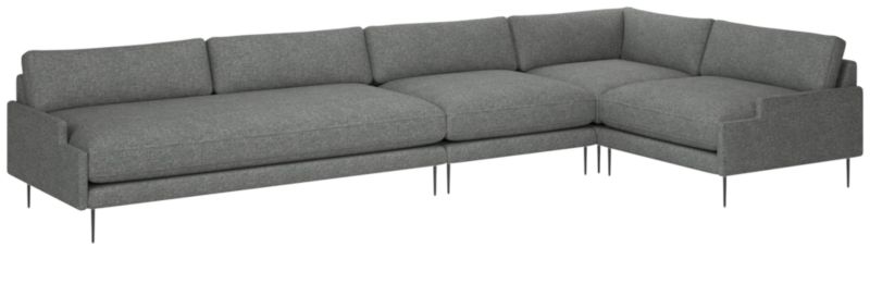 Scalino 4-Piece Sectional Sofa with Right Arm Chair Hatch Charcoal - image 0 of 7