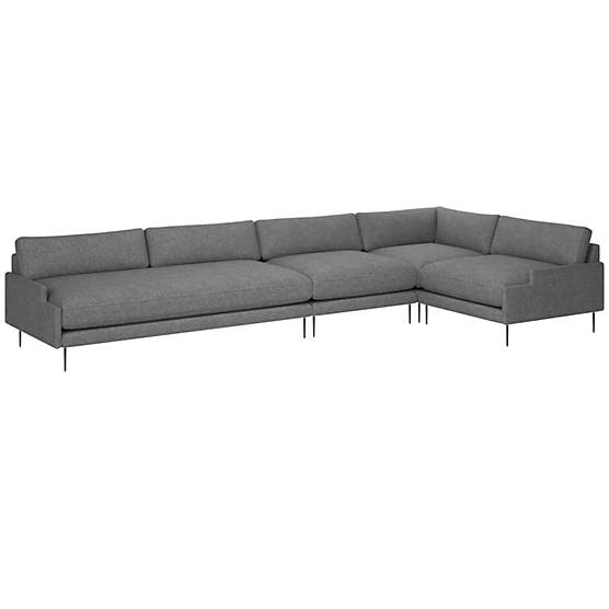 Scalino 4-Piece Sectional Sofa with Right Arm Chair Hatch Charcoal