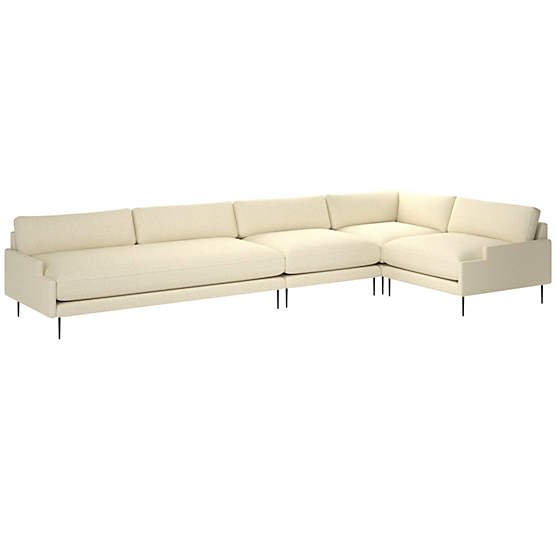 Scalino 4-Piece Sectional Sofa with Right Arm Chair Bloce Cream