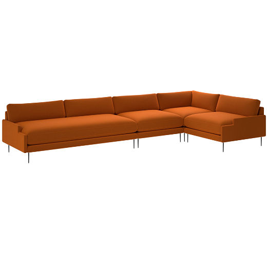 Scalino 4-Piece Sectional Sofa with Right Arm Chair Luca Russet