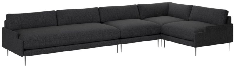 Scalino 4-Piece Sectional Sofa with Right Arm Chair Bloce Noir - image 0 of 7