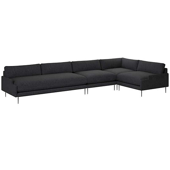 Scalino 4-Piece Sectional Sofa with Right Arm Chair Bloce Noir