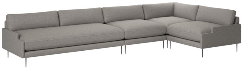 Scalino 4-Piece Sectional Sofa with Right Arm Chair Taylor Felt Grey - image 0 of 7