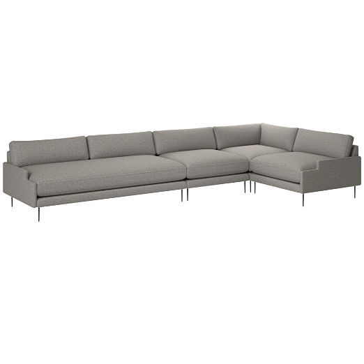 Scalino 4-Piece Sectional Sofa with Right Arm Chair Taylor Felt Grey