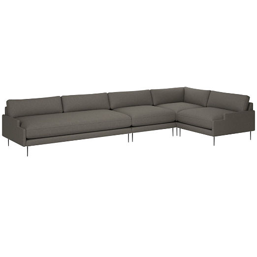 Scalino 4-Piece Sectional Sofa with Right Arm Chair Angel Pewter