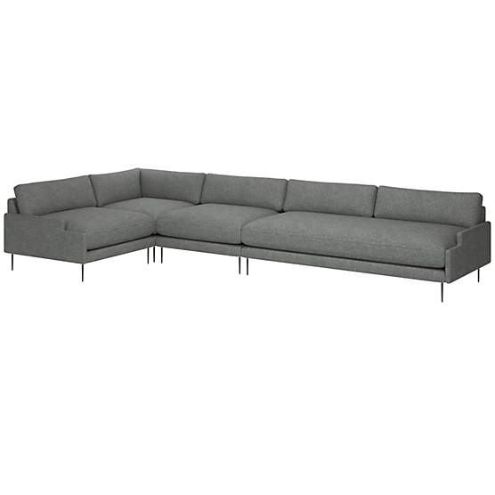 Scalino 4-Piece Sectional Sofa with Left Arm Chair Hatch Charcoal