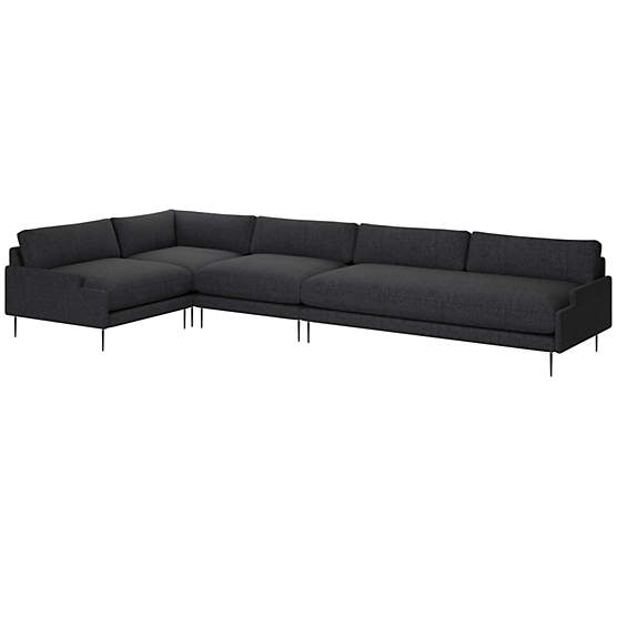 Scalino 4-Piece Sectional Sofa with Left Arm Chair Bloce Noir