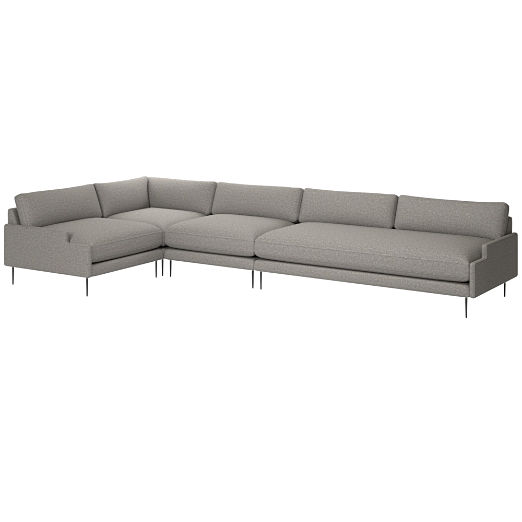 Scalino 4-Piece Sectional Sofa with Left Arm Chair Taylor Felt Grey