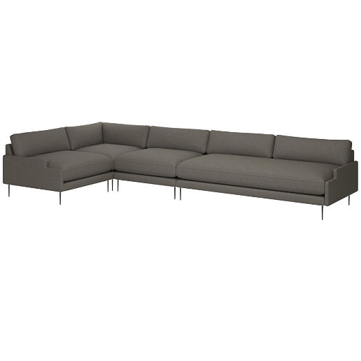 Scalino 4-Piece Sectional Sofa with Left Arm Chair Angel Pewter