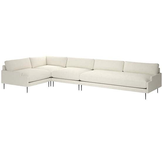 Scalino 4-Piece Sectional Sofa with Left Arm Chair Lindy Snow