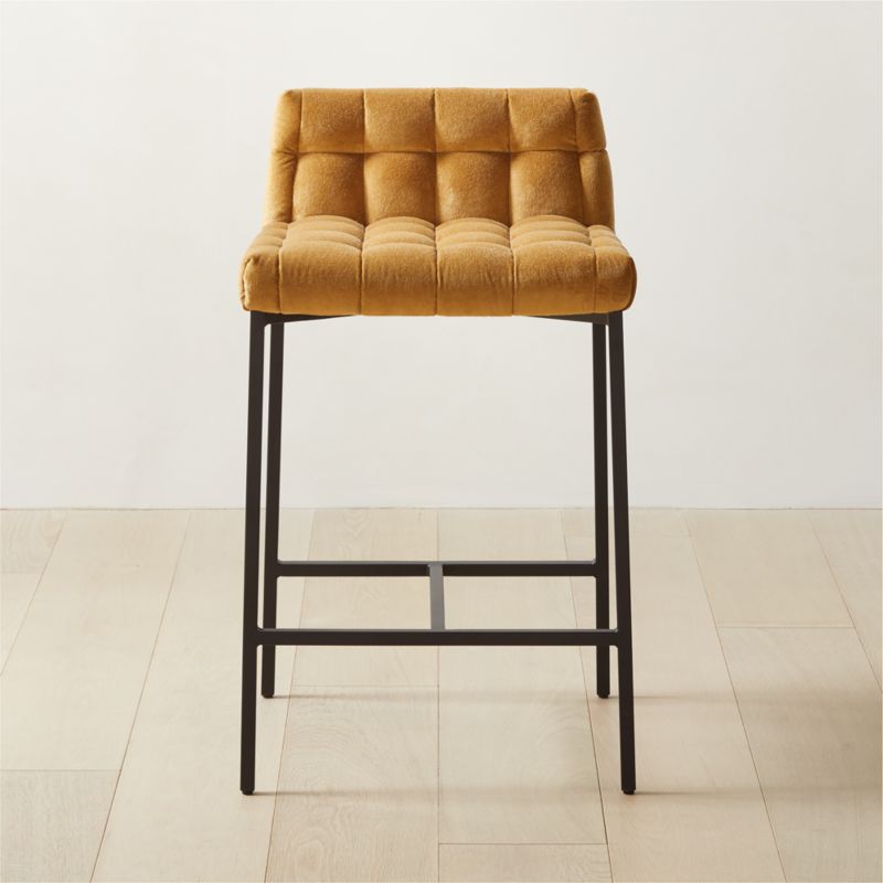 Tufted leather counter deals stool